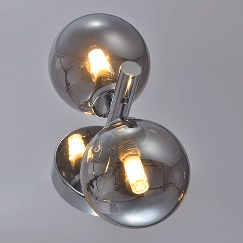 Modern Chrome Wall Light With Smoke Glass CP24 Ecobrite
