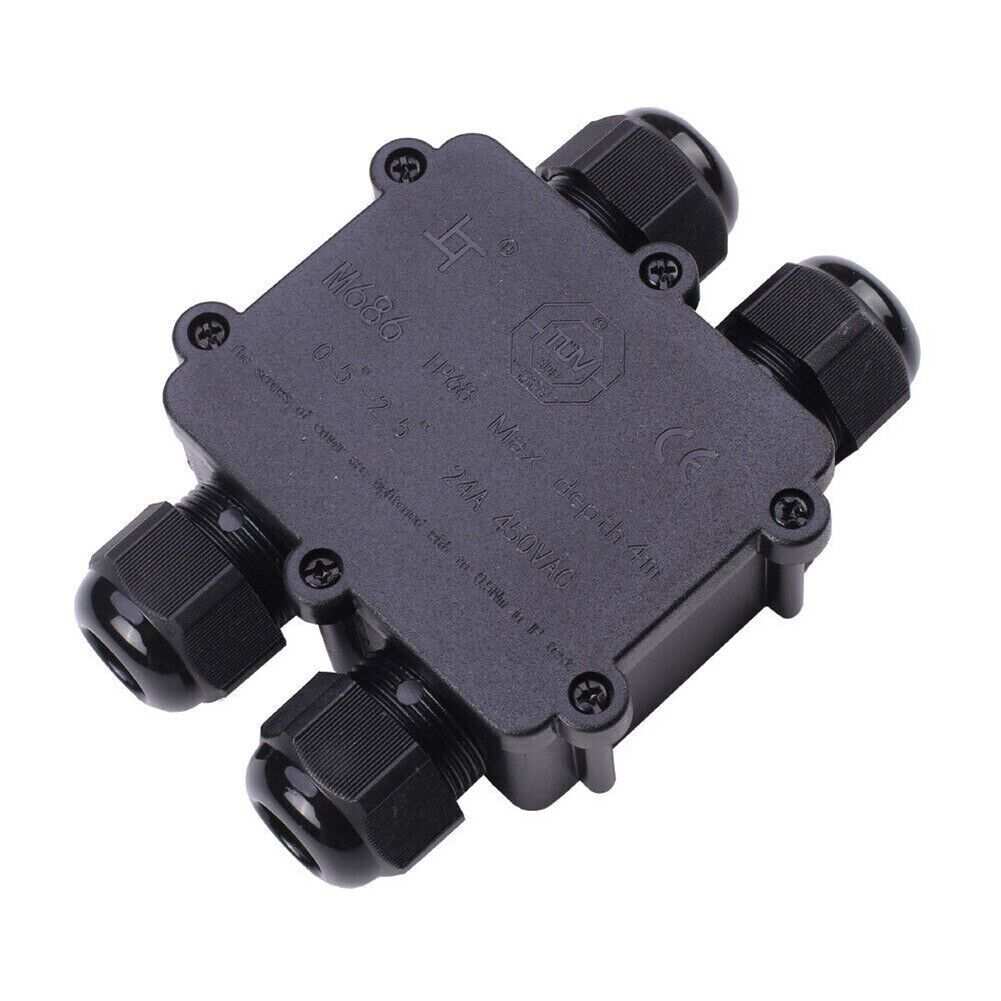 SZFUDIGO IP68 Waterproof Junction Box - 3 Way Outdoor Electrical Box For LED Lights, 5-14mm Cable