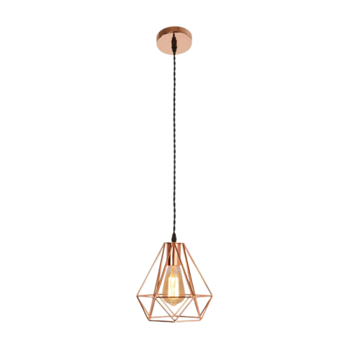 Rose Gold Mesh Frame Pendant Light