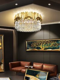flush gold ceiling chandelier