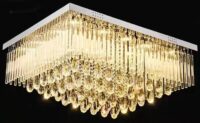 Frosted Crystal Chandelier Flush Mount Square