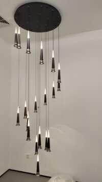 Modern Spiral Black Torch Pendant Chandelier