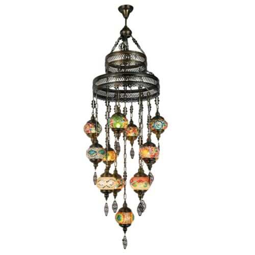 Turkish Moroccan Mosaic 13 Light Pendant Chandelier TUR008/13