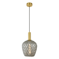 Textured Smoke Glass Shade Brass Gold Pendant Light CP202