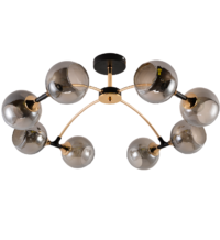 Modern Black & French Gold 8-Light Globe Semi-Flush Ceiling Light CP252/8BG
