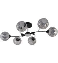 Modern Black & Chrome 6-Light Sculptural Semi-Flush Ceiling Light CP253/6BC
