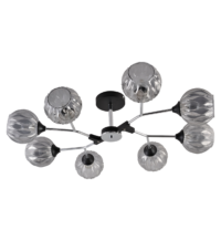 Modern Black & Chrome 8-Light Sculptural Semi-Flush Ceiling Light CP253/8BC