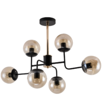 Modern Black & French Gold 6-Light Tiered Globe Ceiling Light CP254/6BG